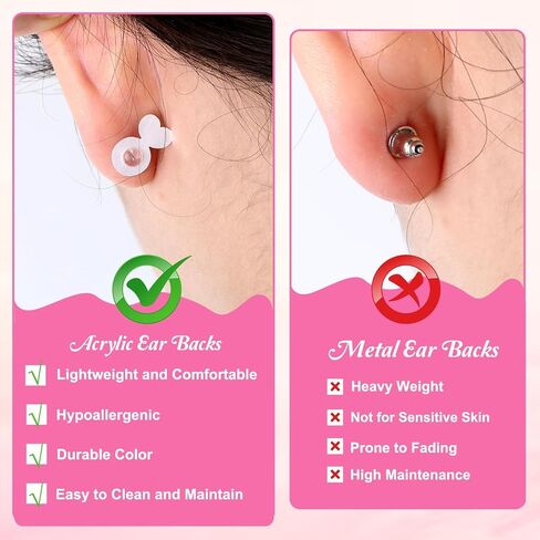 32 Pcs Earring Backs for Droopy Ears, Clear Silicone Heart Shaped Earring Lifters Cute Comfortable Rabbit Shape Rubber Earrings Lifters Backs Replacements for Women Droopy Ears Big Hoops Studs Decor in Saudi Arabia