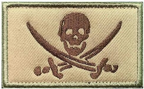 Antrix Coyote Brown Pirate Flag Patch Jolly Roger Captain Jack Tactical Military Emblem Badge Hook & Loop Patch for Backpacks Caps Hats Vests Military Uniforms Etc. in Saudi Arabia