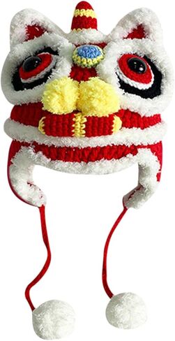 New Year Hat Chinese Style Headdress with Pom Spring Holiday Costume Supplies for Chinese New Year Favors Gifts, kid red in Saudi Arabia