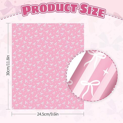 8 Sheets Pink Bow Heat Transfer Vinyl Coquette Bowknot Iron on Vinyl Trendy DIY Crafts HTV for Party T-Shirts Clothing Fabric, 9.6 x 11.8 Inch in Saudi Arabia