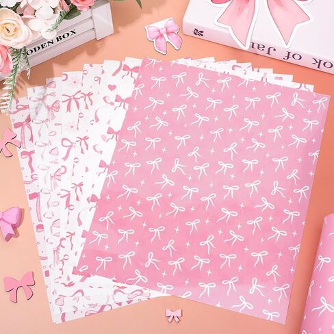 8 Sheets Pink Bow Heat Transfer Vinyl Coquette Bowknot Iron on Vinyl Trendy DIY Crafts HTV for Party T-Shirts Clothing Fabric, 9.6 x 11.8 Inch in Saudi Arabia