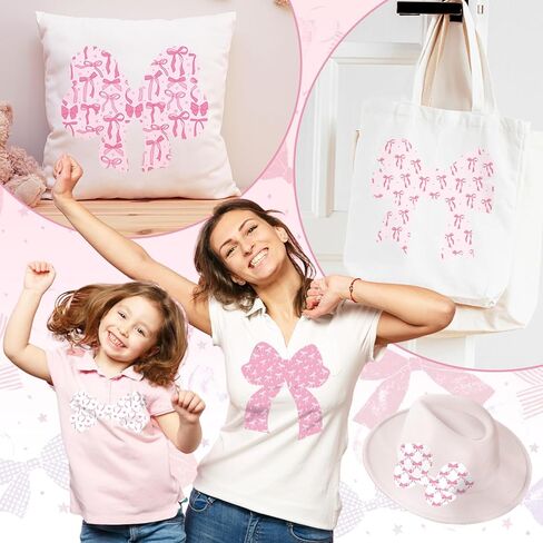 8 Sheets Pink Bow Heat Transfer Vinyl Coquette Bowknot Iron on Vinyl Trendy DIY Crafts HTV for Party T-Shirts Clothing Fabric, 9.6 x 11.8 Inch in Saudi Arabia