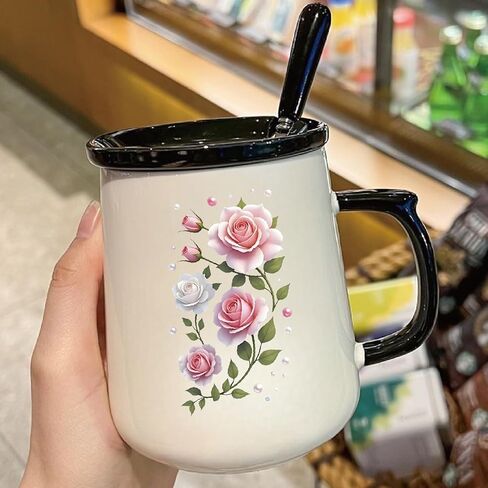 14 Pieces Beautiful Rose Flower UV DTF Transfer Stickers, Waterproof, Scratch Resistant, Self-Adhesive, Suitable for Decorating Ceramic Cups, Glass Cups, Metal Cups, DIY Decoration Various Items in Saudi Arabia