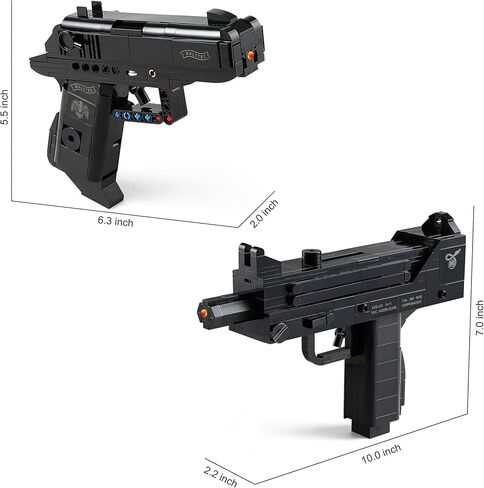 مجموعات بنادق Walther PPK & MAC-10 المتوافقة مع Lego، والتي تتميز بنموذجين من الأسلحة، وأفكار هدايا لمحبي الجيش، والأطفال بعمر 8 سنوات فما فوق والبالغين in Kuwait