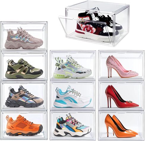 Extra Large 23.6'' Tall Acrylic Display Case, XXXXX-Large Boot & Shoe Boxes 13.8''x12.2 ''x23.6'' Clear Sneaker Box with Magnetic Door Dustproof Display Box Showcase for Helmet,Trophy, Collectible in Saudi Arabia