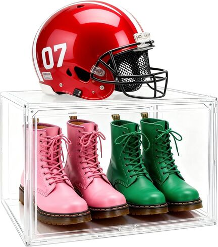Extra Large 23.6'' Tall Acrylic Display Case, XXXXX-Large Boot & Shoe Boxes 13.8''x12.2 ''x23.6'' Clear Sneaker Box with Magnetic Door Dustproof Display Box Showcase for Helmet,Trophy, Collectible in Saudi Arabia