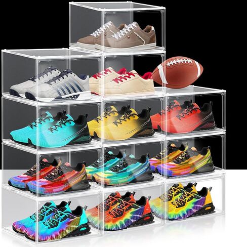 Extra Large 23.6'' Tall Acrylic Display Case, XXXXX-Large Boot & Shoe Boxes 13.8''x12.2 ''x23.6'' Clear Sneaker Box with Magnetic Door Dustproof Display Box Showcase for Helmet,Trophy, Collectible in Saudi Arabia