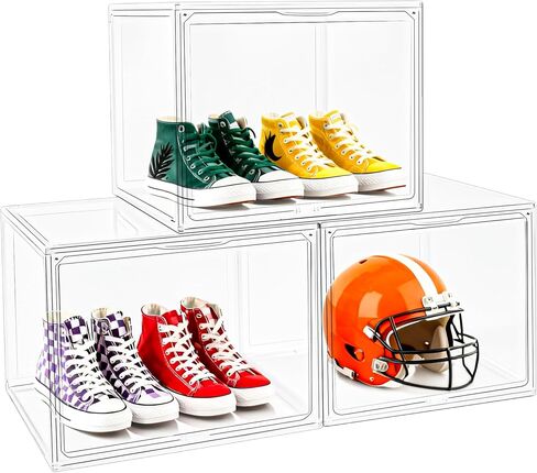 Extra Large 23.6'' Tall Acrylic Display Case, XXXXX-Large Boot & Shoe Boxes 13.8''x12.2 ''x23.6'' Clear Sneaker Box with Magnetic Door Dustproof Display Box Showcase for Helmet,Trophy, Collectible in Saudi Arabia