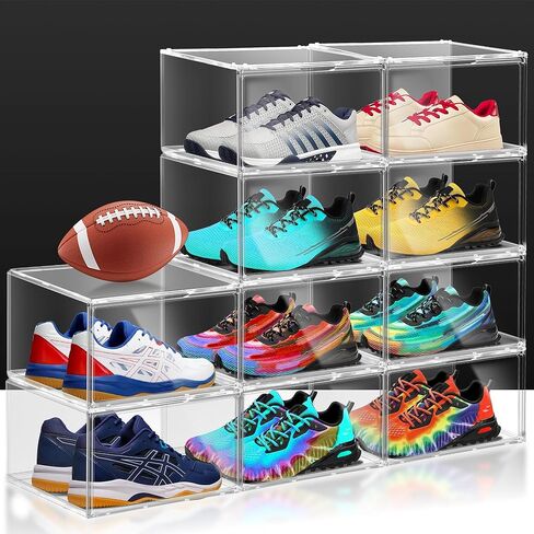 Extra Large 23.6'' Tall Acrylic Display Case, XXXXX-Large Boot & Shoe Boxes 13.8''x12.2 ''x23.6'' Clear Sneaker Box with Magnetic Door Dustproof Display Box Showcase for Helmet,Trophy, Collectible in Saudi Arabia