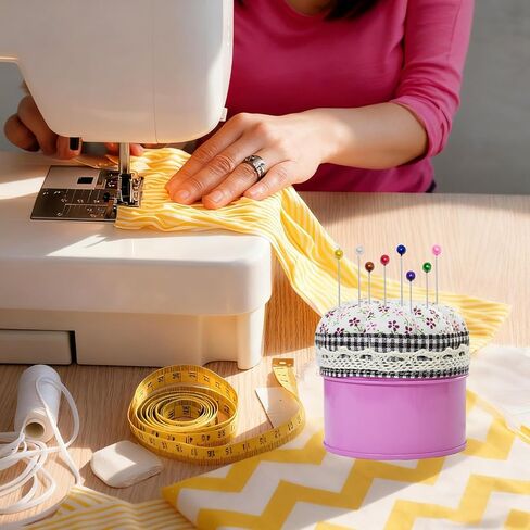 Pumpkin Shaped Pin Cushion with Metal Storage Case, Sewing Pincushion Storage Set with 100 Pearlescent Ball-tip Sewing Needles, Cute Round Needle Holder for Tailoring, Quilting, Jewelry DIY in Saudi Arabia