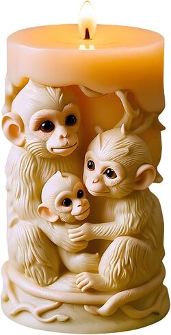 3D Monkey Animal Candle Mold Monkey Family Relief Column Silicone Candle Molds for Candles Making Resin Casting Aromatherapy Candles Handmade Wax Home Decor in Saudi Arabia
