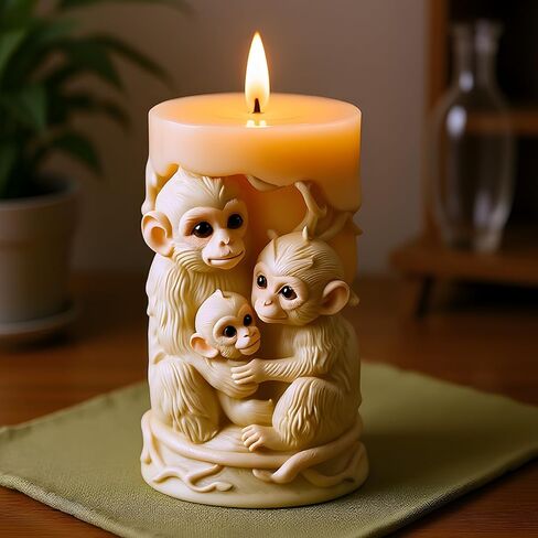 3D Monkey Animal Candle Mold Monkey Family Relief Column Silicone Candle Molds for Candles Making Resin Casting Aromatherapy Candles Handmade Wax Home Decor in Saudi Arabia
