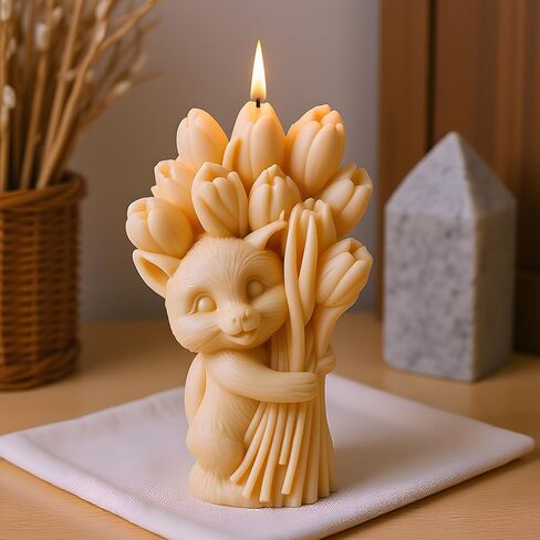Cat Tulip Candle Mold Cat Resin Casting Silicone Molds for Candles Making Home Decorate Aromatherapy Gypsum Candles Clay Craft in Saudi Arabia