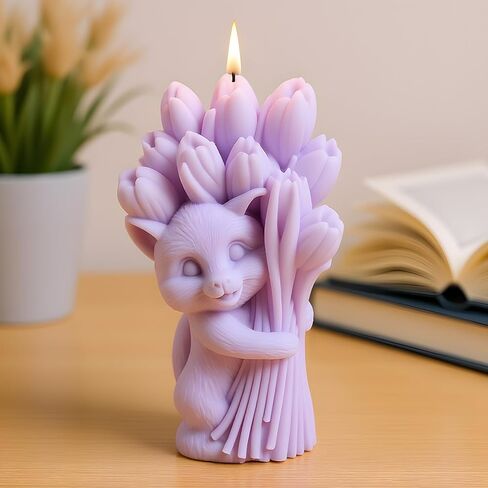 Cat Tulip Candle Mold Cat Resin Casting Silicone Molds for Candles Making Home Decorate Aromatherapy Gypsum Candles Clay Craft in Saudi Arabia