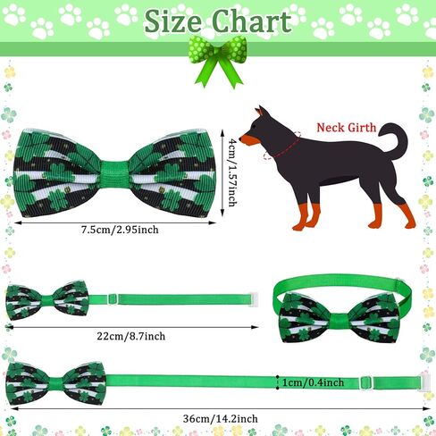 16 Pieces St. Patrick's Day Dog Ties Set Shamrock Cat Bow Ties Adjustable Clover Bow Ties Collars Green Irish Dog Neckties Collar for Small Medium Dogs Cats St. Patrick's Day Decorations in Saudi Arabia