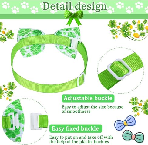 16 Pieces St. Patrick's Day Dog Ties Set Shamrock Cat Bow Ties Adjustable Clover Bow Ties Collars Green Irish Dog Neckties Collar for Small Medium Dogs Cats St. Patrick's Day Decorations in Saudi Arabia