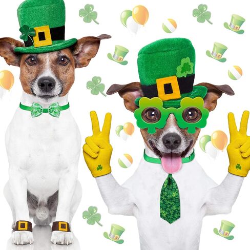 16 Pieces St. Patrick's Day Dog Ties Set Shamrock Cat Bow Ties Adjustable Clover Bow Ties Collars Green Irish Dog Neckties Collar for Small Medium Dogs Cats St. Patrick's Day Decorations in Saudi Arabia
