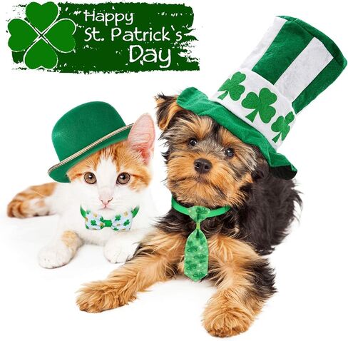 16 Pieces St. Patrick's Day Dog Ties Set Shamrock Cat Bow Ties Adjustable Clover Bow Ties Collars Green Irish Dog Neckties Collar for Small Medium Dogs Cats St. Patrick's Day Decorations in Saudi Arabia