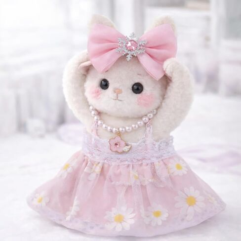 Pink 17cm Doll Clothes Set 3-Piece Doll Dress Set with Necklace and Bow Decor Accessories Clothes Only in Saudi Arabia