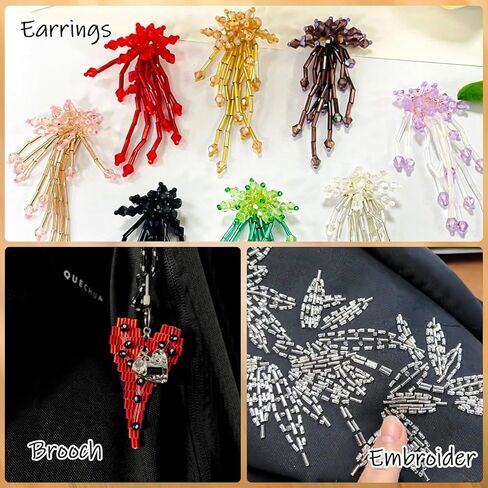 5040pcs Bugle Beads for Embroidery, Embroidery Glass Long Tube Beads Kits for Crafts, DIY Earrings,Bracelets, Necklaces, Jewelry Making（28 Colors 7mm Pouring Silver） in Saudi Arabia