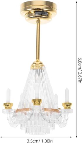 ضوء الثريا المصغر لبيت الدمى من Toyvian: مصباح سقف LED بمقياس 1 12 يضيء شمعة ضوء ديكور بيت الدمى، مصباح سقف غرفة المعيشة الداخلي، إكسسوارات الأثاث الصغيرة in Kuwait