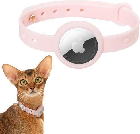 Anti-Choke Cat Collar for Airtag, Elastic Silicone QR Code Anti-Lost Lightweight Adjustable Soft Comfortable Collar Airtag Case 2-in-1 Cat Collar Airtag Holder for Cats (Blush Pink, M) in Saudi Arabia