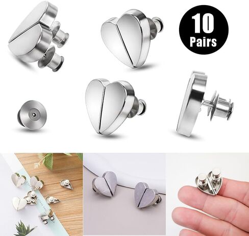 Heart-Shaped Seamless Magnetic Buckle,No Sewing Detachable Curtain Closure,Multi-Use Pinless Magnetic Pins Headscarf Clips for Scarves Dress DIY Craft,10 Pairs in Saudi Arabia
