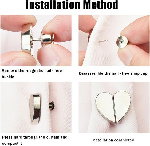Heart-Shaped Seamless Magnetic Buckle,No Sewing Detachable Curtain Closure,Multi-Use Pinless Magnetic Pins Headscarf Clips for Scarves Dress DIY Craft,10 Pairs in Saudi Arabia