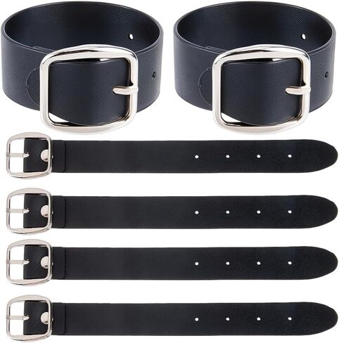 6Pcs 7.2 x 0.7 Inch Adjustable Bicycle Basket Strap Black PU Leather Belt Buckle Extender Adjustable Kilt Skirt Extention Strap with Metal Square Buckle for Coat Jacket Dress Bags DIY Craft in Saudi Arabia