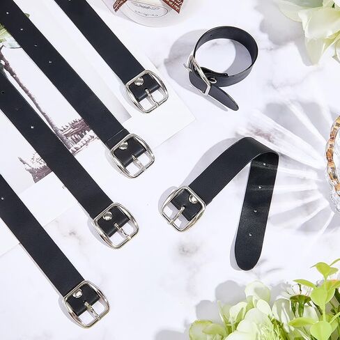 6Pcs 7.2 x 0.7 Inch Adjustable Bicycle Basket Strap Black PU Leather Belt Buckle Extender Adjustable Kilt Skirt Extention Strap with Metal Square Buckle for Coat Jacket Dress Bags DIY Craft in Saudi Arabia