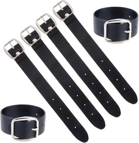 6Pcs 7.2 x 0.7 Inch Adjustable Bicycle Basket Strap Black PU Leather Belt Buckle Extender Adjustable Kilt Skirt Extention Strap with Metal Square Buckle for Coat Jacket Dress Bags DIY Craft in Saudi Arabia