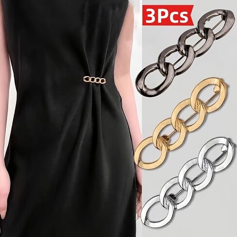Adjustable Alloy Waist Cinching Buckles 3-Pack, No-Sew Detachable Waist Tightener Clips for Jeans Pants Dresses in Saudi Arabia
