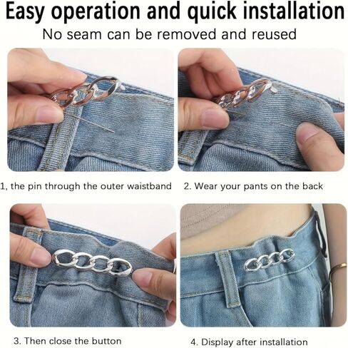 Adjustable Alloy Waist Cinching Buckles 3-Pack, No-Sew Detachable Waist Tightener Clips for Jeans Pants Dresses in Saudi Arabia
