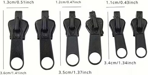 6-Piece Universal Replacement Zipper Kit – Durable Alloy Zippers in Black, Perfect for Zipper Repair in Multiple Sizes in Saudi Arabia
