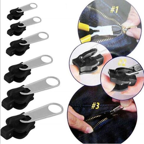 6-Piece Universal Replacement Zipper Kit – Durable Alloy Zippers in Black, Perfect for Zipper Repair in Multiple Sizes in Saudi Arabia