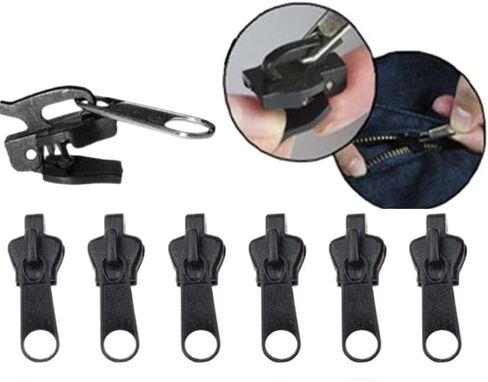 6-Piece Universal Replacement Zipper Kit – Durable Alloy Zippers in Black, Perfect for Zipper Repair in Multiple Sizes in Saudi Arabia