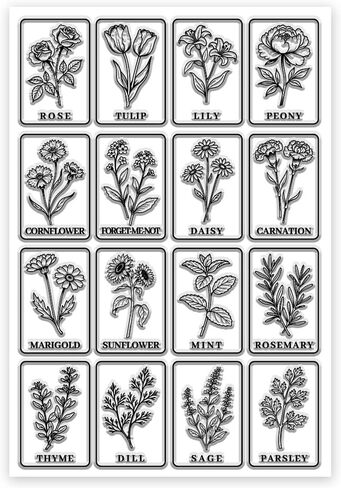 CHGCRAFT Flower Illustrations Style Clear Stamps Rose Silicone Stamp Seal for DIY Scrapbooking and Card Making Paper Craft Decor 6.3 × 4.3 Inch in Saudi Arabia