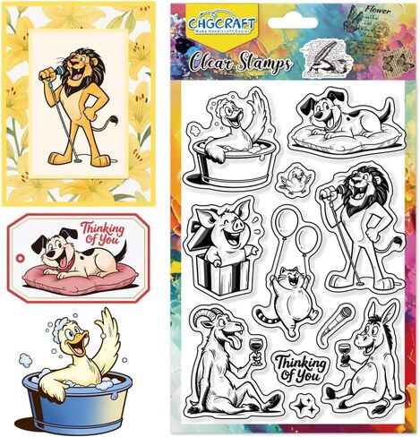 CHGCRAFT Cute and Exaggerated Animals Clear Stamps Funny Animals Transparent Stamps Silicone Clear Stamp Seals for DIY Scrapbooking Photo Album Decoration, 4.3x6.3 inch in Saudi Arabia