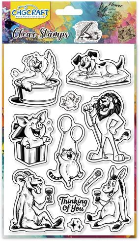 CHGCRAFT Cute and Exaggerated Animals Clear Stamps Funny Animals Transparent Stamps Silicone Clear Stamp Seals for DIY Scrapbooking Photo Album Decoration, 4.3x6.3 inch in Saudi Arabia