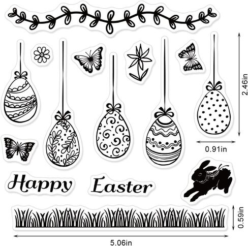 Easter Egg Balloons Clear Stamps for Card Making Decoration and Scrapbooking Supplies, Happy Easter Words Transparent Rubber Stamps for Paper Card Photo Album Crafting Supplies in Saudi Arabia