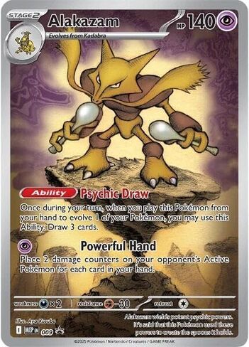 بوكيمون - Alakazam - 009 - ME: Mega Evolution Promo (MEP) - فن توضيحي - بطاقة واحدة in Kuwait