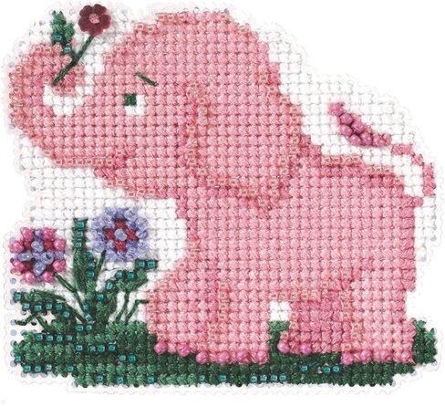 Ella Phant Beaded Counted Cross Stitch Ornament Kit Mill Hill 2021 Spring Bouquet MH182113, multi in Saudi Arabia