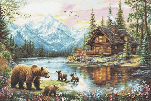 مجموعة Luca-S Cross Stitch Kit Gold - Cubs ‚Adventure، B726، مجموعة غرز متقاطعة للبالغين، مجموعة أدوات التطريز والتطريز in Saudi Arabia