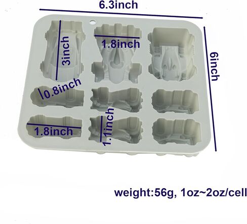 X-Haibei 9-Cavity 3D Car Silicone Mold – for Soap, Crayons, Chocolate, Candles, Plaster & Gelatin (1-2oz per Cell) – Flexible Non-Stick Mold in Saudi Arabia
