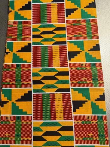African Kente Print #4 Fabric (1 Yard), Cotton, 44" Wide, Multicolor Geometric Pattern, Head Wrap, Scarf, Choir, Dance in Saudi Arabia