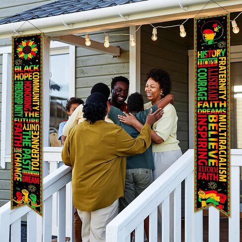Wiooffen 2PCS Black History Month Door Banners Decorations February African American Inspirational Front Door Porch Sign Juneteenth Motivational Hanging Banner Wall Decor for Indoor Outdoor in Saudi Arabia