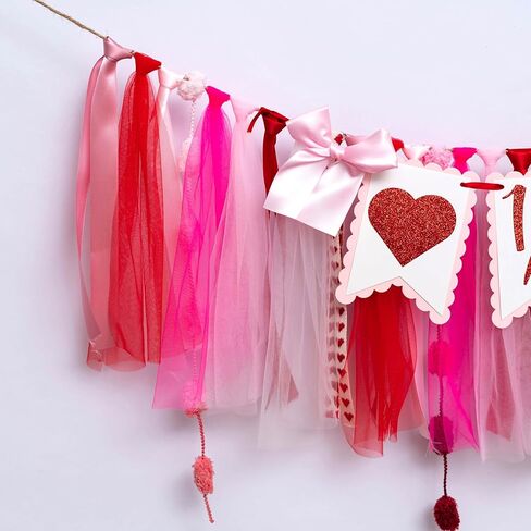 Upfirst عيد الحب نصف عيد ميلاد راية كرسي مرتفع - حبيب صغير 1/2 عيد ميلاد زينة حفلة راية، حلوة 6 أشهر طفل لوازم ديكور الحفلات، عيد حب سعيد راية كرسي مرتفع، علامة الحب زخارف خلفية حفلة إكليل in Kuwait