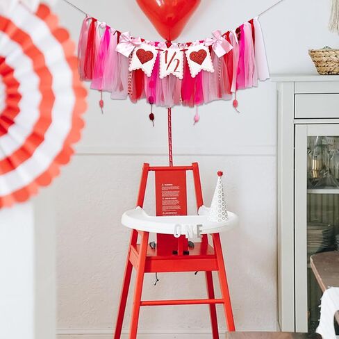 Upfirst عيد الحب نصف عيد ميلاد راية كرسي مرتفع - حبيب صغير 1/2 عيد ميلاد زينة حفلة راية، حلوة 6 أشهر طفل لوازم ديكور الحفلات، عيد حب سعيد راية كرسي مرتفع، علامة الحب زخارف خلفية حفلة إكليل in Kuwait
