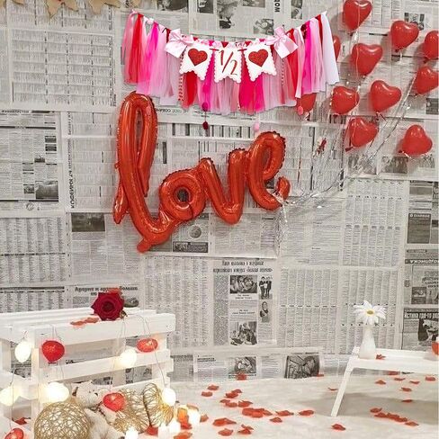 Upfirst عيد الحب نصف عيد ميلاد راية كرسي مرتفع - حبيب صغير 1/2 عيد ميلاد زينة حفلة راية، حلوة 6 أشهر طفل لوازم ديكور الحفلات، عيد حب سعيد راية كرسي مرتفع، علامة الحب زخارف خلفية حفلة إكليل in Kuwait