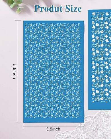 Puocaon Clover Clay Silk Screen - 6 Pcs St Patrick's Day Polymer Clay Silk Screen Stencils for Earrings Jewelry Making in Saudi Arabia